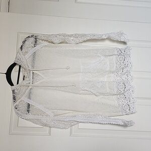 Miss Me white lace hooded pullover